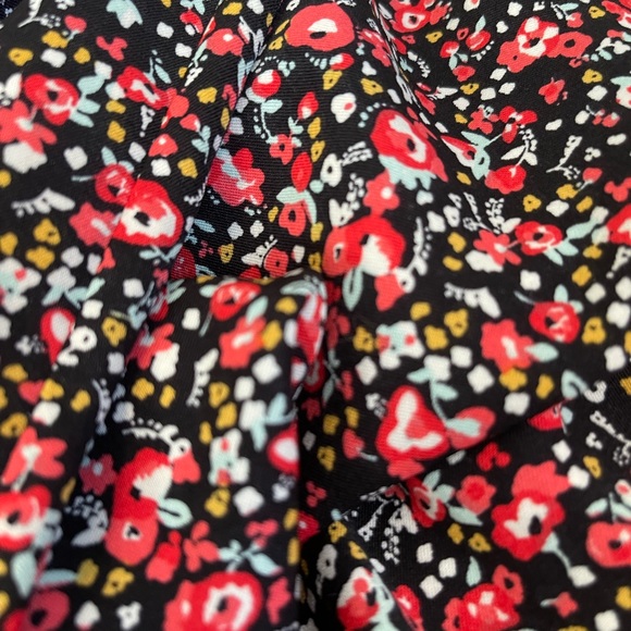 Floral Wide Leg Pants by Eyeshadow Black Red Yellow Flowers Elastic Waist - Picture 2 of 16